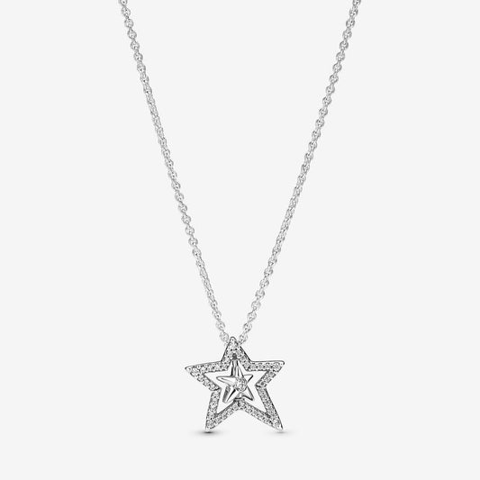 Pavé Asymmetric Star Collier Necklace